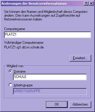 Domäne und Rechnername