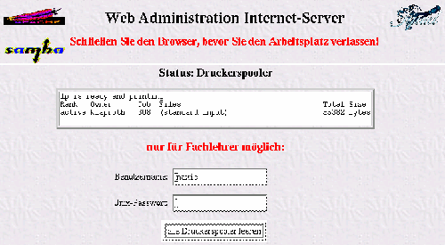 Druckerwarteschlangen im Admin-Menü